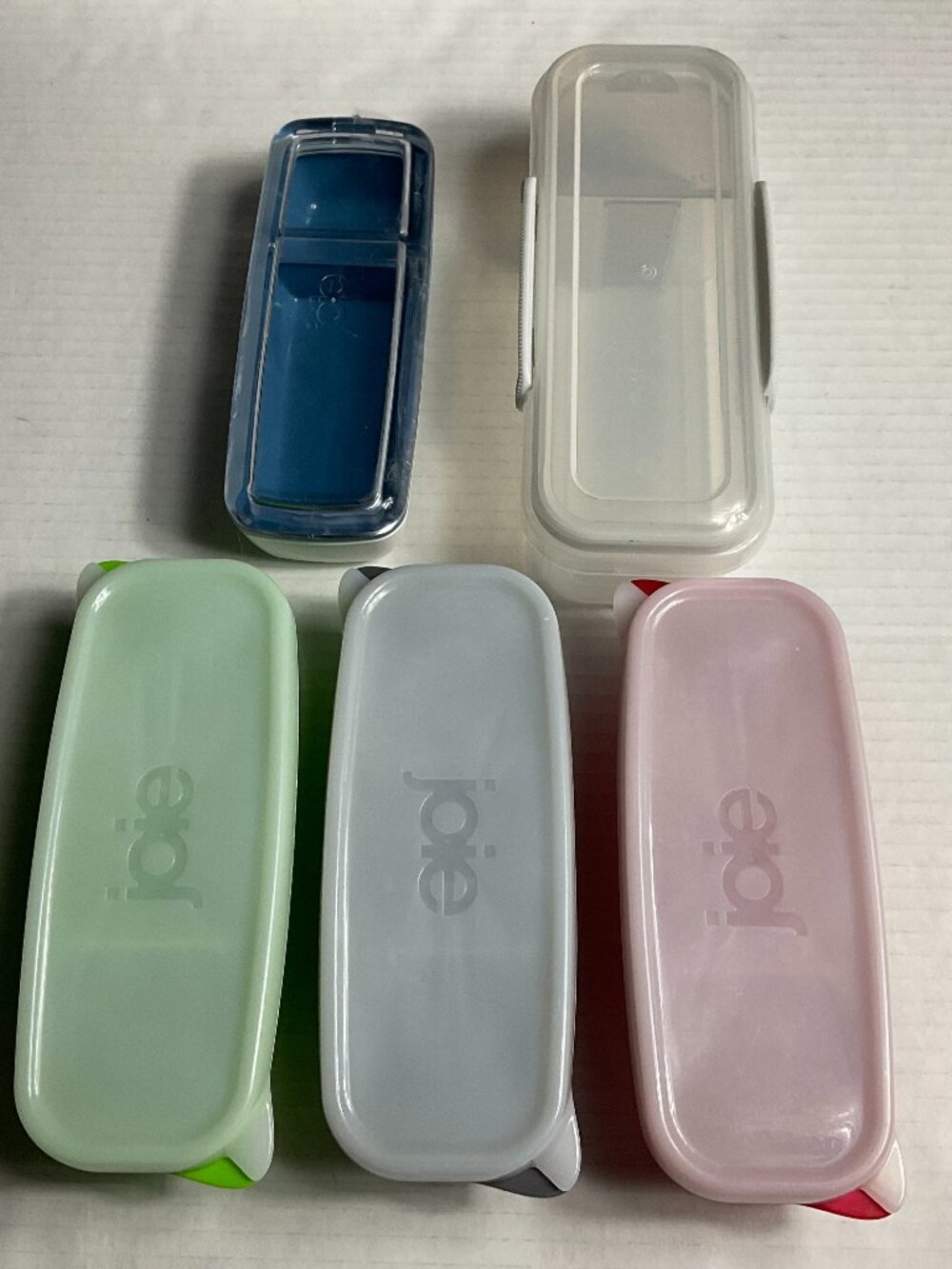 Set of 5 Food Storage Containers – Pastel Green Pink Blue Clear